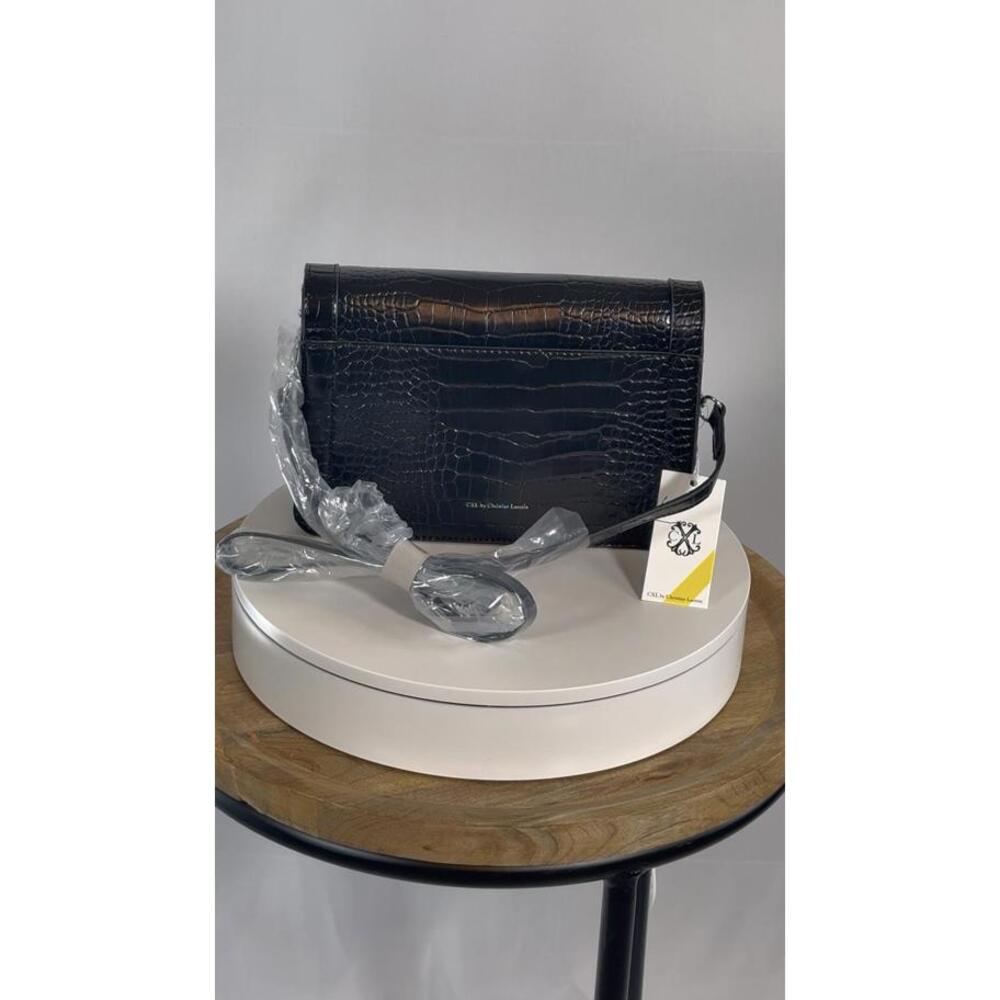CXL Christian Lacroix Elysees Rectangle Croco Crossbody Bag Black, NWT - Picture 5 of 6